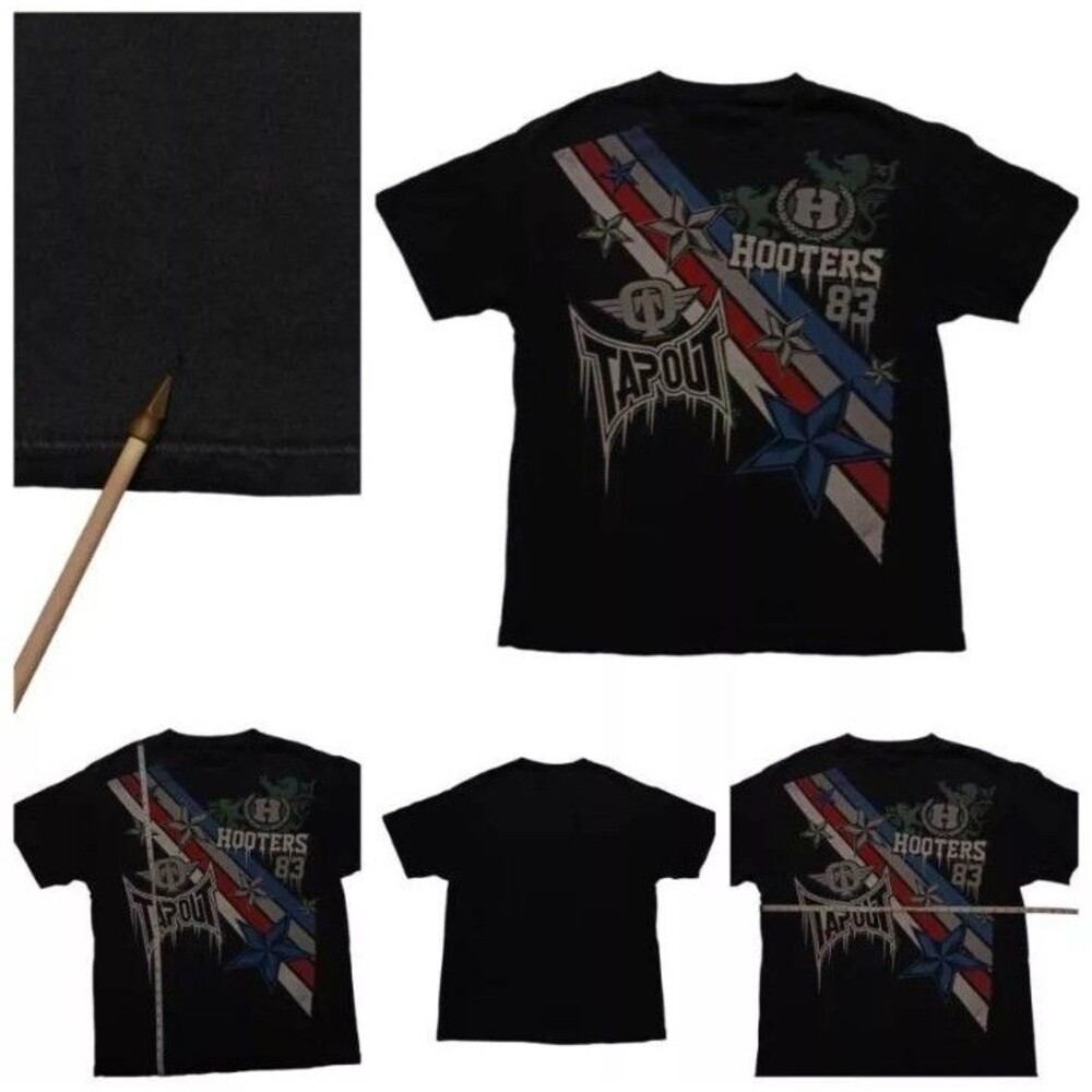 Y2K Tap Out x Hooters Colab T-Shirt Logo Flood Nautical Star  Mens XL MMA USA